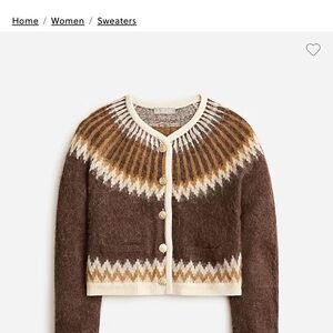 J. Crew Fair Isle Cardigan Sweater Button Front Pockets Alpaca - Size Small